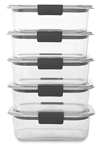 Rubbermaid Brilliance Storage 24-Piece Plastic Lids | BPA Free, Leak Proof Food Container, Clear & Brilliance Food Storage Container, BPA free Plastic, Medium, 3.2 Cup, 5 Pack, Clear