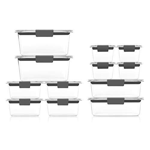 Rubbermaid Brilliance Storage 24-Piece Plastic Lids | BPA Free, Leak Proof Food Container, Clear & Brilliance Food Storage Container, BPA free Plastic, Medium, 3.2 Cup, 5 Pack, Clear