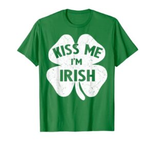 kiss me i’m irish shirt funny st patrick’s day shamrock gift t-shirt