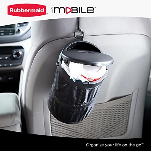 Rubbermaid Automotive Pop Up Trash Can with Flip Top Lid: Hanging Car Garbage Bin/Waste Basket Organizer Caddy