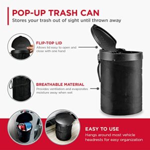 Rubbermaid Automotive Pop Up Trash Can with Flip Top Lid: Hanging Car Garbage Bin/Waste Basket Organizer Caddy