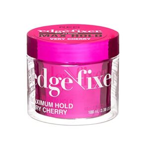 red by kiss edge fixer 24 hour maximum hold edge wax no flaking biotin b7 infused hair gel 3.38 fl.oz (very cherry)