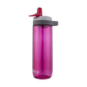 rubbermaid leak-proof sip water bottle, 24 oz, tart pink