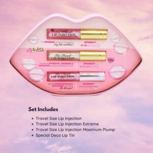 Too Faced Lip Injection Plump Challenge Instant & Long-Term Lip Plumper Gift Set: Lip Injection Plumping Lip Gloss, Extreme Lip Plumper, Maximum Plump Extra Strength Lip Plumper, 3 Count (Pack of 1)