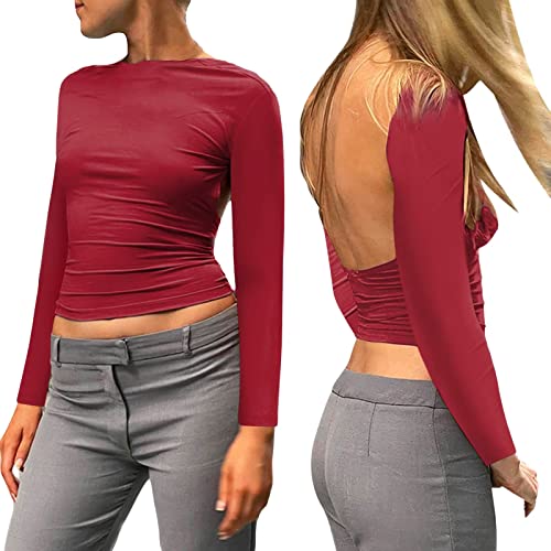 Crop Tops for Women Tshirt Pack Women's Spring Long Sleeve Cowl Neck Button Tunic Tops Lightweight Sweatshirts