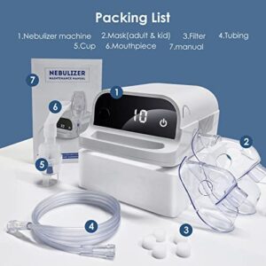 Smart Nebulizer, Intelligent Digital Display Nebulizer Machine for Adults and Kids,Low Noise Compression Nebulizer for Breathing Problems,Desktop Jet Nebulizer for Home Use