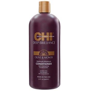 CHI Deep Brilliance Olive & Monoi Optimum Moisture Shampoo & Conditioner with 2 Pumps 32oz Bundle