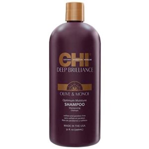 CHI Deep Brilliance Olive & Monoi Optimum Moisture Shampoo & Conditioner with 2 Pumps 32oz Bundle