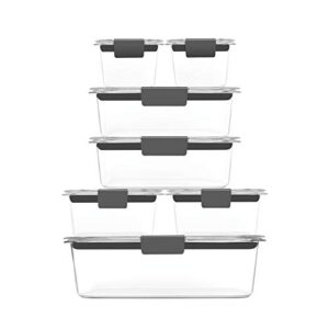 Rubbermaid Brilliance Pantry Organization & Food Storage Containers, Set of 10 (20 Pieces Total) & Brilliance Storage 14-Piece Plastic Lids | BPA Free, Leak Proof Food Container, Clear