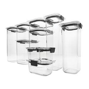 Rubbermaid Brilliance Pantry Organization & Food Storage Containers, Set of 10 (20 Pieces Total) & Brilliance Storage 14-Piece Plastic Lids | BPA Free, Leak Proof Food Container, Clear