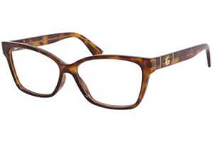 gucci gucci-logo women’s gg0634o 002 havana full rim rectangular eyeglasses 55mm