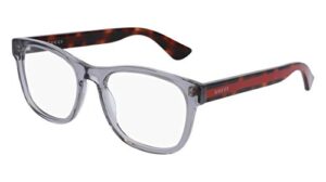 gucci 0004o 004 transparent light grey plastic square eyeglasses 53mm