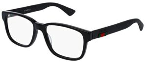 gucci gg 0011o 001 black plastic square eyeglasses 53mm