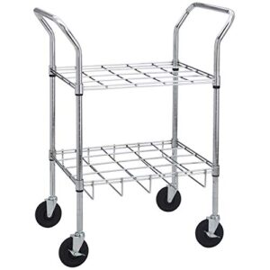 drive medical 18143 chrome oxygen cylinder cart; holds a maximum of 12 cylinders of size e, d, c or m9; dual lifting handles; alloy carbon steel; 5″ swivel casters, two with brakes
