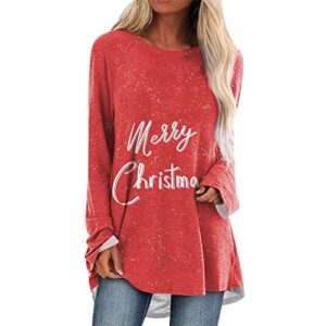 Womens Long Sleeve Lapel V Neck Business Casual Flowy Sweatershirts Tunic Tops Womens Long Sleeve Tops for Winter Red