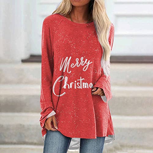 Womens Long Sleeve Lapel V Neck Business Casual Flowy Sweatershirts Tunic Tops Womens Long Sleeve Tops for Winter Red