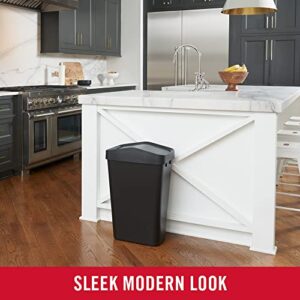 Rubbermaid Swing Top Waste Container for Home and Kitchen, Easy Access Disposal and Slim Modern Trash Can with Lid, 12.2 Gallon Capacity, Black
