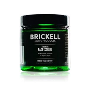 brickell men’s renewing face scrub for men, natural and organic deep exfoliating facial scrub formulated with jojoba beads, coffee extract and pumice, 2 ounce, scented