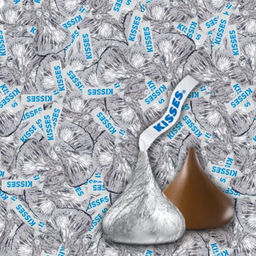 HERSHEY'S KISSES Silver Milk Chocolate Candy, Silver Foil - Bulk Pack, 2 Lbs