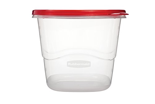 Rubbermaid TakeAlongs Deep Squares Food Storage Containers, 7 Cup, Chili Tint, 2 Pack