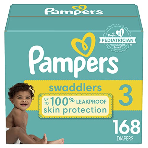 Diapers Size 3, 168 Count - Pampers Swaddlers Disposable Baby Diapers (Packaging & Prints May Vary)