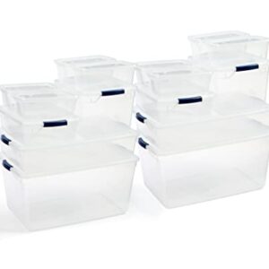 Rubbermaid Cleverstore Clear Variety Pack, Clear Plastic Storage Bins with Built-In Handles to Maximize Storage, Great for Large and Small Items, 16pk