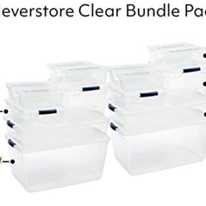 Rubbermaid Cleverstore Clear Variety Pack, Clear Plastic Storage Bins with Built-In Handles to Maximize Storage, Great for Large and Small Items, 16pk