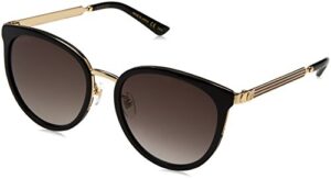 gucci design sunglasses gg0077sk 001 black frame gold frame with grey lens