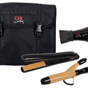 CHI Tourmaline Ceramic 3-Piece Travel Set, Black,