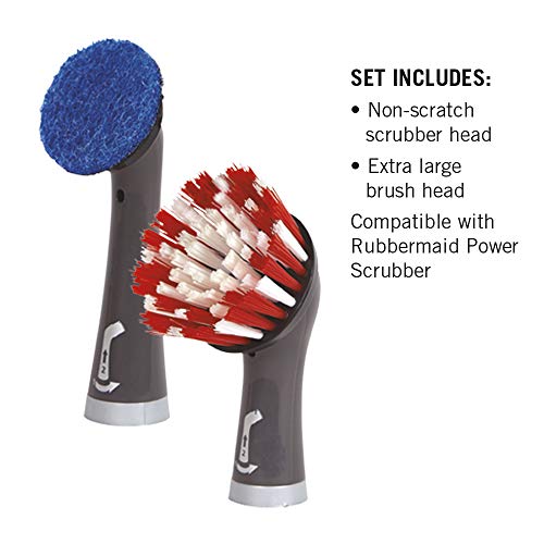 Rubbermaid Cleaning Power Electric Scrub Brush Microfiber Refill Kit, 2 Pieces, Red/Gray, Multi-Purpose Scrub Brush Refills Compatible with Rubbermaid Power Scrubber