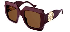 gucci gg1022s burgundy/brown 54/23/140 women sunglasses