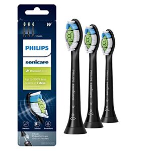 philips sonicare genuine w diamondclean replacement toothbrush heads, 3 brush heads, black, hx6063/95