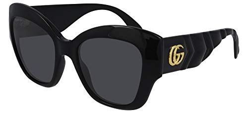 Gucci Women's Matelasse Rounded Cat Eye Sunglasses, Shiny Black, One Size