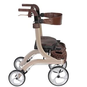 Drive Medical RTL10266CH-HS Nitro DLX Foldable Rollator Walker with Seat, Champagne (Brown)