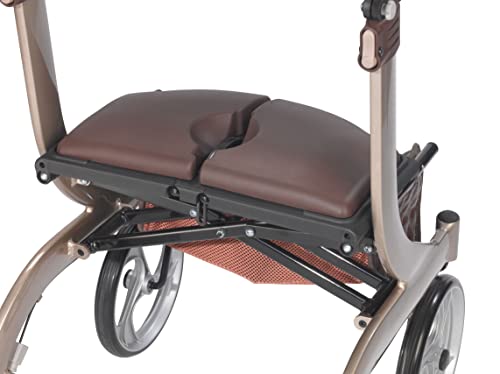 Drive Medical RTL10266CH-HS Nitro DLX Foldable Rollator Walker with Seat, Champagne (Brown)