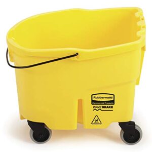 Rubbermaid Commercial Products WaveBrake 26 Qt. Side-Press Mop Bucket and Wringer Combo on Wheels, Yellow, for Professional/Industrial/Business Heavy-Duty Floor Cleaning/Mopping