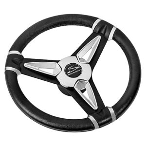 schmitt & ongaro pu50 14″ wheel – chrome cap & spoke inserts – black spokes – 3/4″ tapered shaft