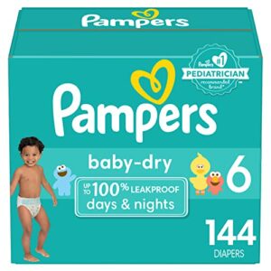 diapers size 6, 144 count – pampers baby dry disposable baby diapers (packaging & prints may vary)
