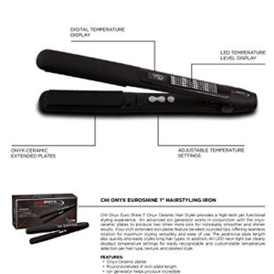 CHI Onyx Euroshine 1" Straightening Hairstyling Iron With 4" Extended Plates, Black