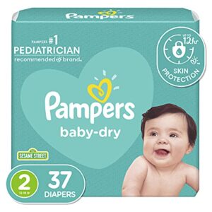 pampers cruisers baby dry diapers, size 2, 37 count