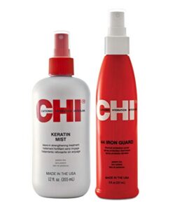 chi keratin mist leave in 12oz & 44 iron guard thermal protection spray 8oz bundle