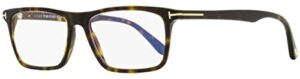 eyeglasses tom ford ft 5681 -b 052 shiny classic dark havana/blue block lenses