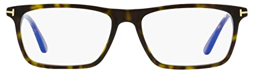 Eyeglasses Tom Ford FT 5681 -B 052 Shiny Classic Dark Havana/Blue Block Lenses