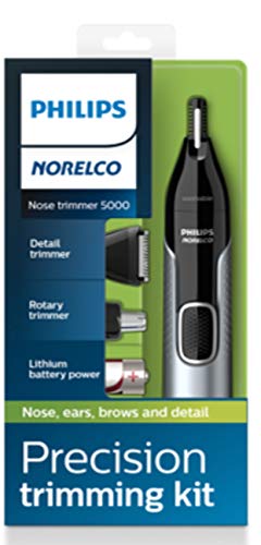 Philips Norelco Nose Trimmer 5000, For Nose, Ears, Eyebrows, Black and Silver, NT5600/42