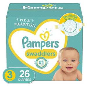 diapers size 3, 26 count – pampers swaddlers disposable baby diapers, jumbo pack (packaging may vary)