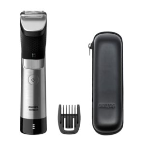 norelco philips series 9000, ultimate precision beard and hair trimmer with beard sense technology for an even trim, bt9810/40