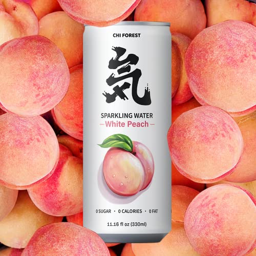 GENKI FOREST Flavored Sparkling Water White Peach, 11.15 fl oz Cans(pack of 24)…