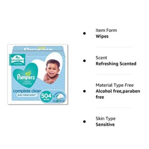 Baby Wipes, Pampers Baby Fresh Scented Diaper Wipes, 7X Pop-Top 504 Total Wipes (Packaging May Vary)