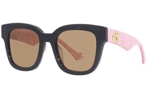gucci women’s oversized square sunglasses, black-pink-brown, one size