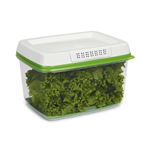 Rubbermaid 3-Piece Produce Saver Containers for Refrigerator with Lids for Food Storage, Dishwasher Safe, Clear/Green
